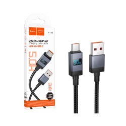Hoco Charging Cable X118 Generous with Display 5.0A Type-C 1M Black